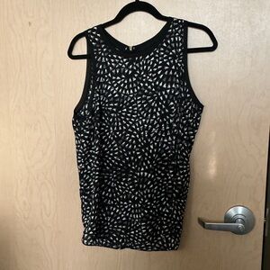 Massimo Black and White Geometric Tank Top